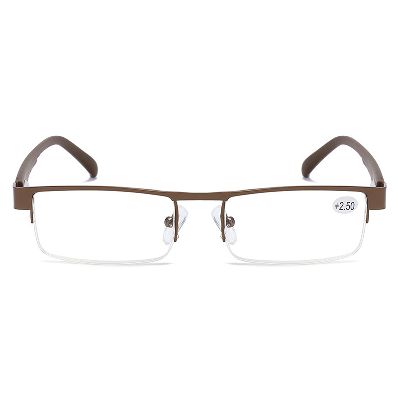 Square Half Frame Alloy Reading Glasses Men Women Eyeglasses Hyperopia Prescription glasses +1.0+1.5+2.0+2.5+3.0+3.5+4.0: WHITE / +125