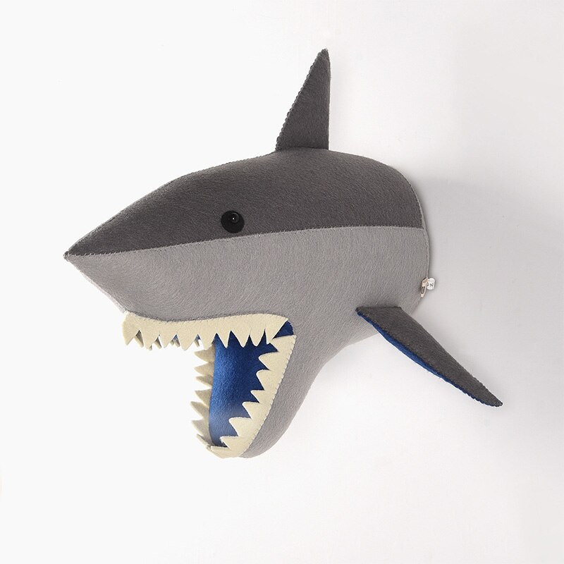 Ins Nordic Animals Head decorazione murale feltro fatto a mano teste di animali appeso a parete giocattoli di peluche Baby Boy Room Kids Girl Room Decor: shark