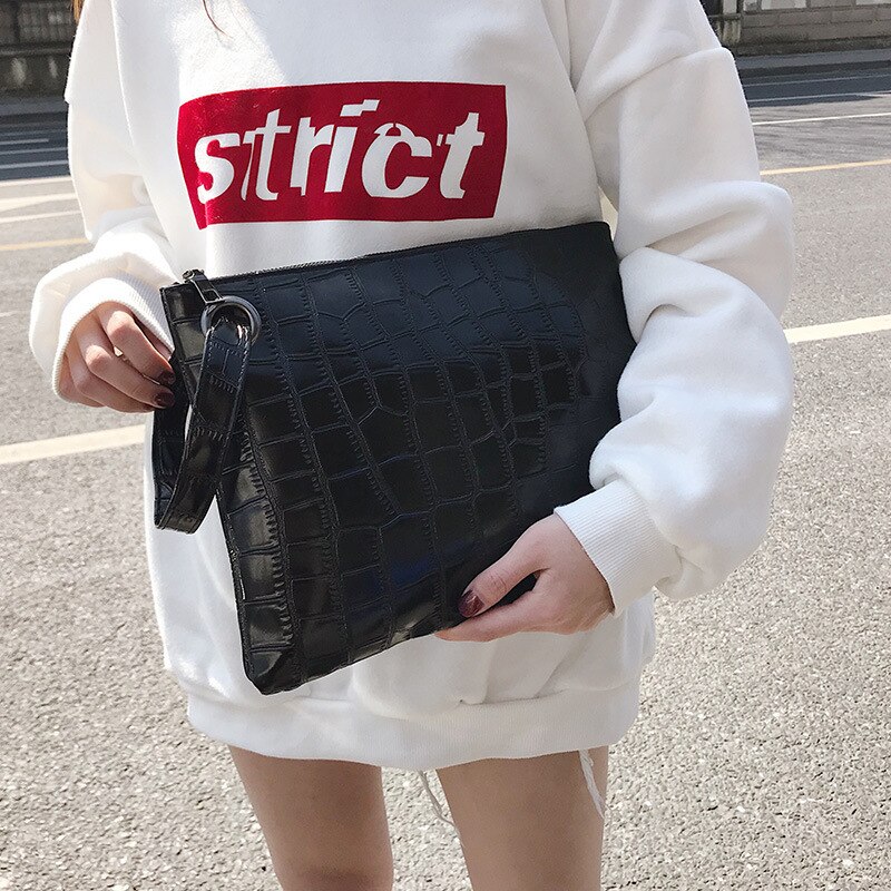 Krokodille kvinder clutch taske alligator armbånd dame aften tasker trend fest pige konvolut taske håndled wrap clutches pung