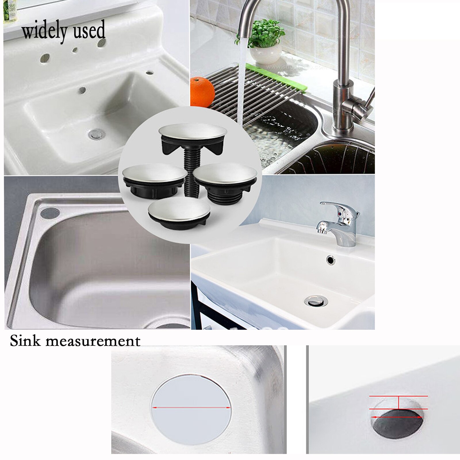 304 Stainless Steel Kitchen Sink Hole Cover Faucet Hole Cover Kitchen Sink Tap Hole Plate Stopper Cover Blanking Metal Plug