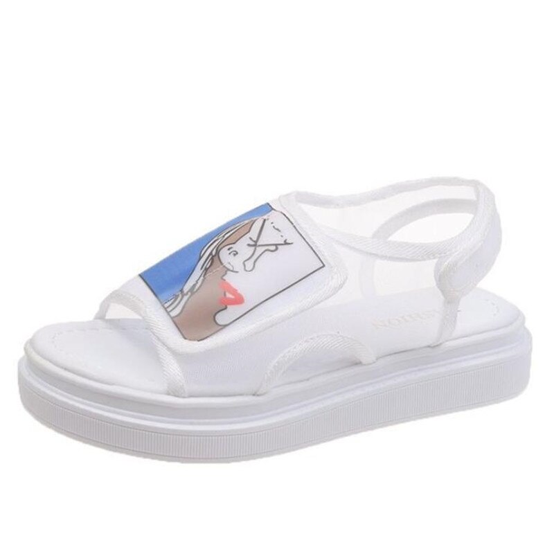 Dame sandaler damesko dame sommer kile komfortable sandaler dame slip-on flate sandaler dame sandalier  a772: Hvit / 7.5