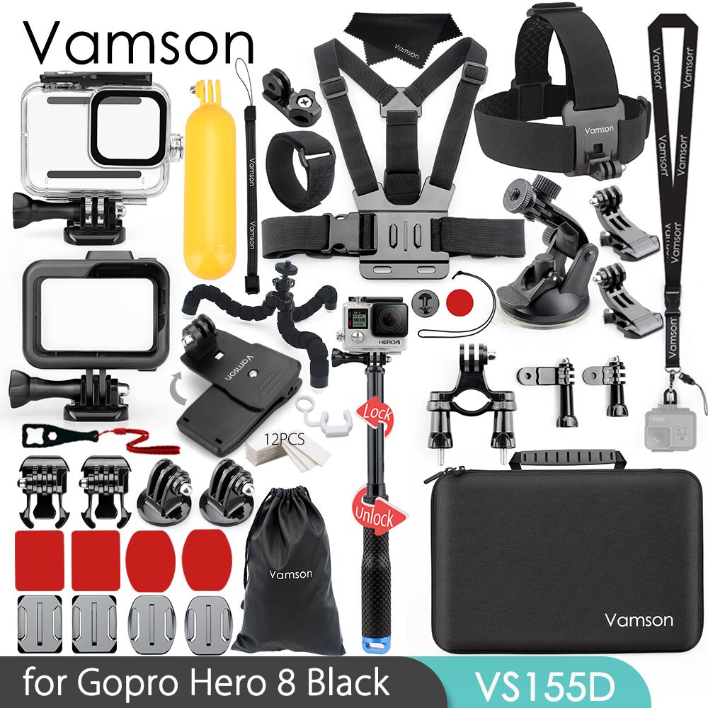 Vamson Waterproof Housing Case Protective Cover for Gopro Hero 8 Black Accessories Kit Mount for Go Pro 8 Action Camera VS155: VS155D