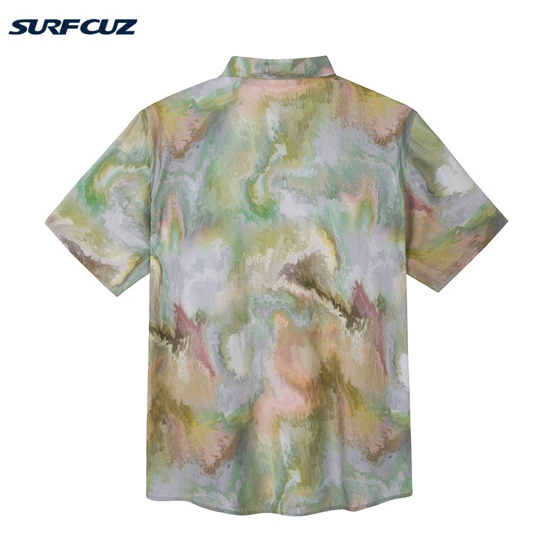 Surfcuz Mannen Mode Hawaiian Shirts Strand Korte Mouwen Shirts Kleurendruk Seaside Surfen Zomer Zonnebrandcrème Badpakken