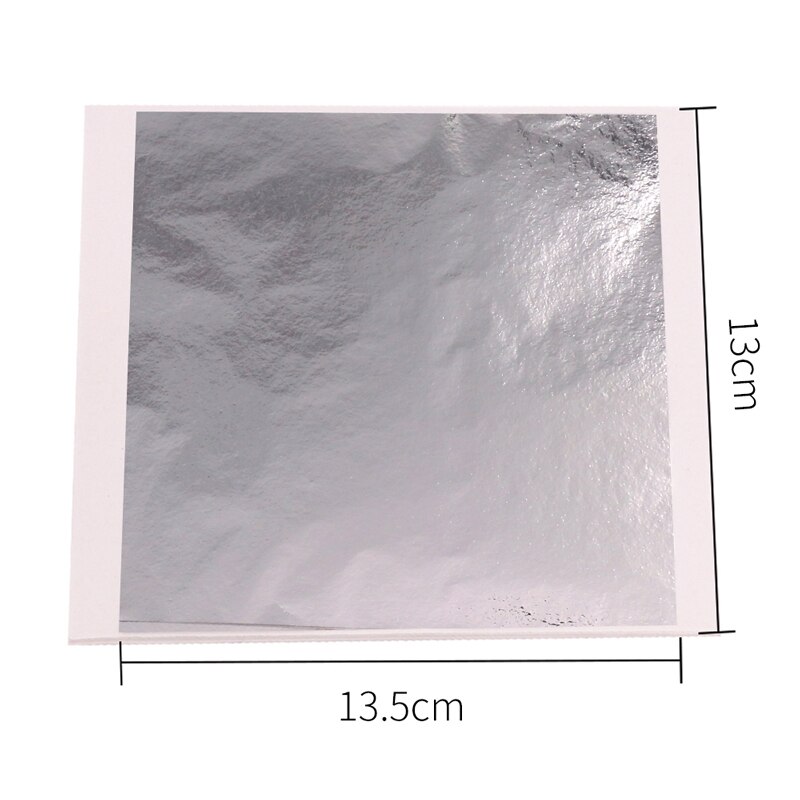 100 Uds. Hojas de hojas doradas de colores, manualidades de Arte de papel con purpurina plateada para paredes de muebles dorados, decoración Vintage de uñas, pintura DIY: Plata