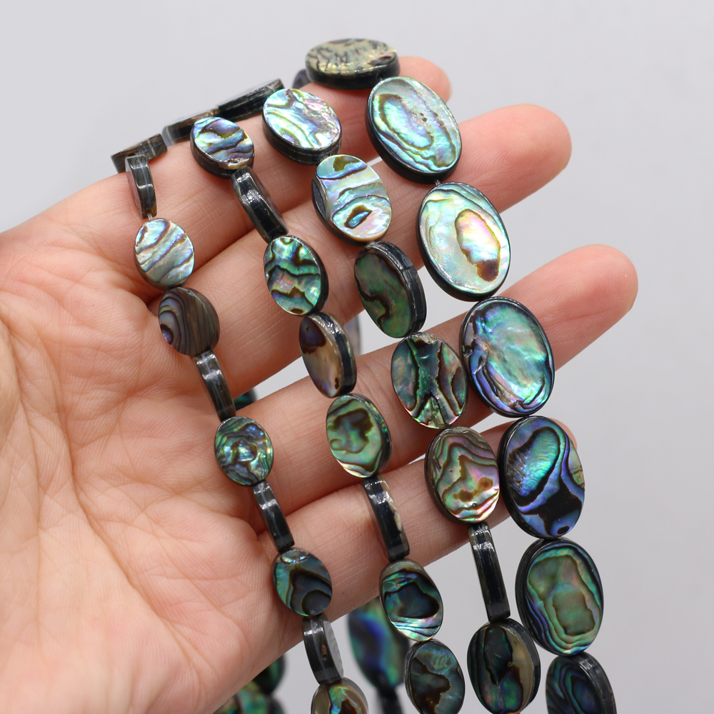 Abalone Schelp Ei Kralen - 8x12mm, 6x8mm, 8x10mm, 10x14mm - DIY Sieraden Maken - Ketting, Armband: Zwart / 2mm