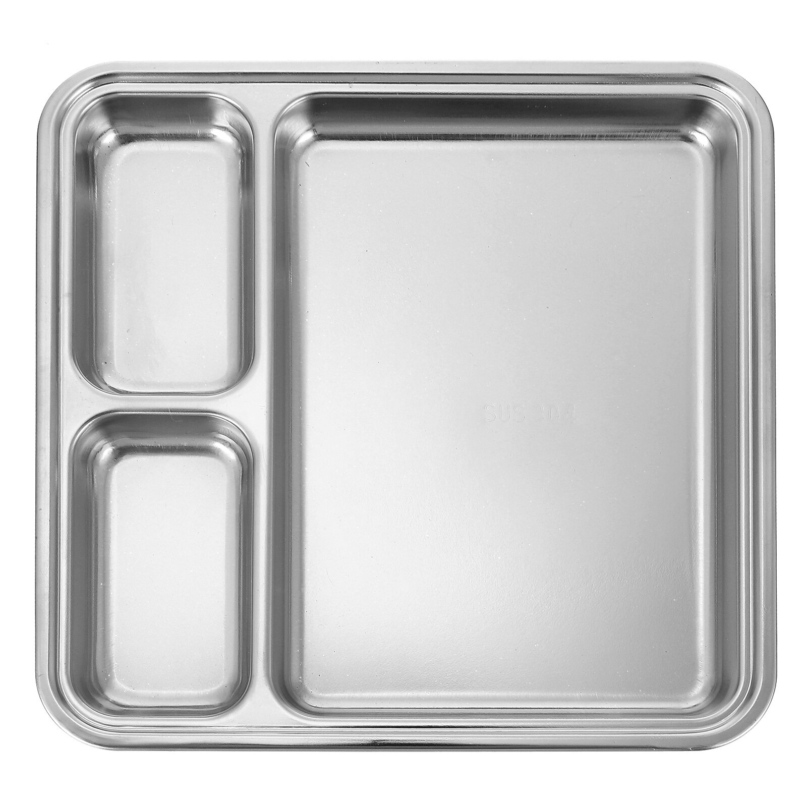 1Pc Practical Simple Food Divided Plate Multi-grids Barbecue Plate Food Plate: Silver