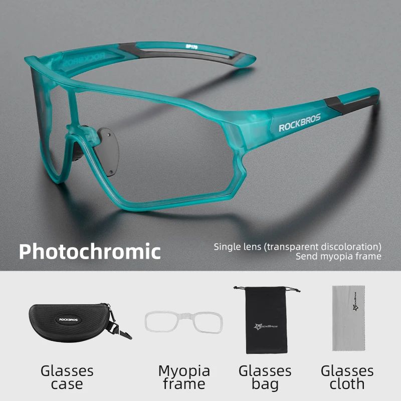 ROCKBROS Gafas Fotocromáticas para Ciclismo, Lentes Deportivas, Ultraligeras, Equipo de Seguridad, MTB, Deporte en Carretera, Protección UV400: Verde