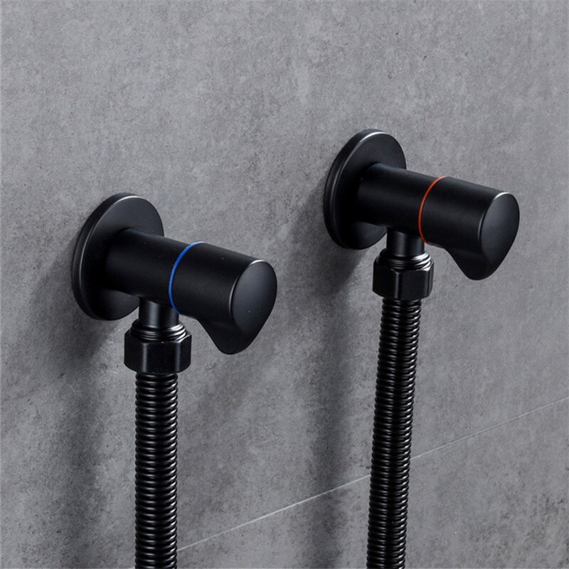 Flling valves Bathroom Angle Valve Solid Brass /Cold Bath Hardware Accessories Black Baking G1/2 Toilet Water Stop Valve