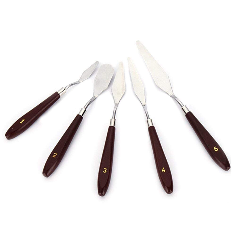 Palette Scraper Set Stainless Steel Palette Spatula Knives For Artist Oil Painting Tool Painting Knife Blade With Wooden Handle
