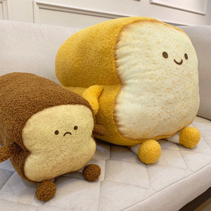 Emotional Bread Toast Plush Pillow Happy Angry Cartoon with Legs S-XL Snack Decor Food Pillow