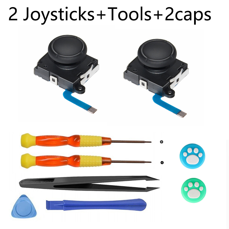 3D Joystick for NS Joy Con Nintend Switch/LITE Left Right Analog Sticks Replacement for Joy Stick Controller Repair Accessories: 2joystick5tools2caps