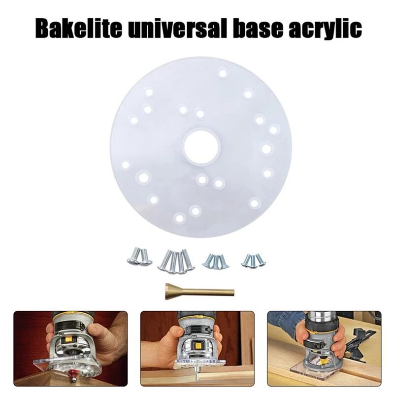 Universal Router Base Plate Template Guides Woodworking Milling Machine Base Carpentry Aid Tool With Centering Pin 6.5 Inch