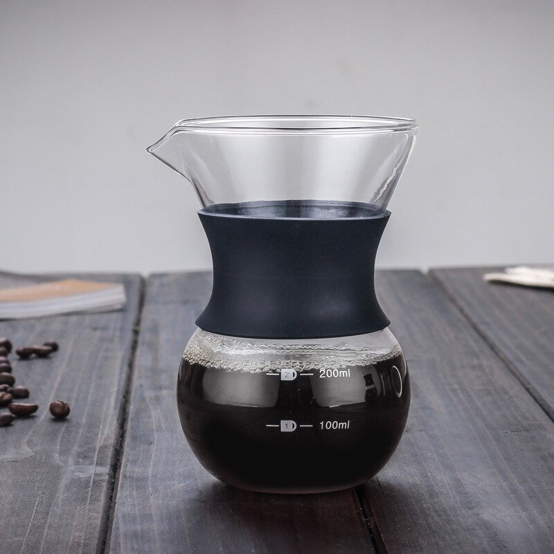 Lasinen kahvinkeitin ruostumattomasta teräksestä suodattimella tippukeitin kahvipannu tippupullo barista kaada kahvinkeittimen päälle: 200ml ei suodatinta
