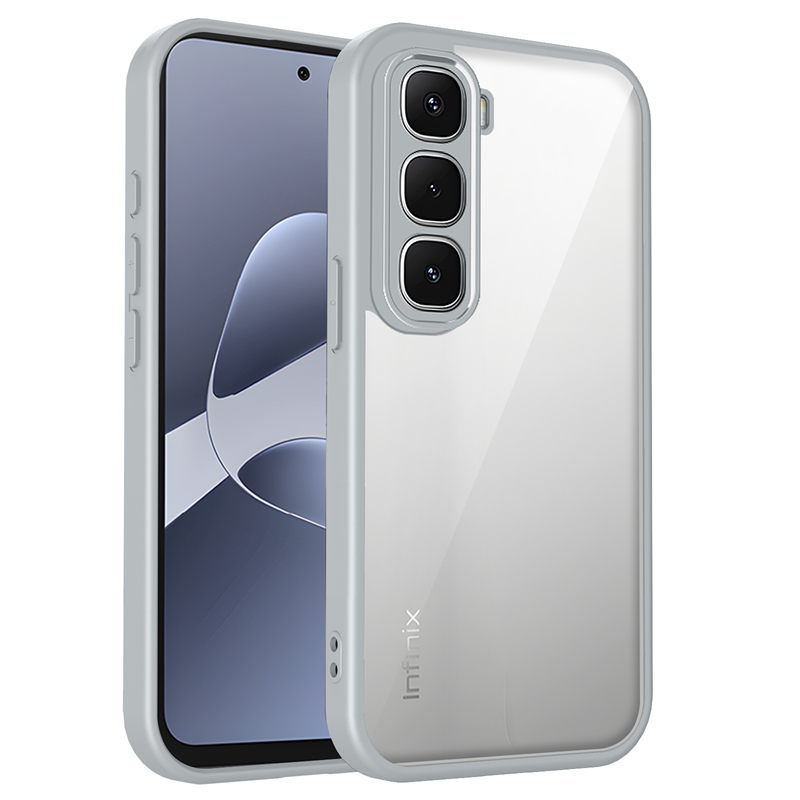 Funda de silicona transparente para Infinix 60 Pro Plus 60i Hot60 Hot60i PC trasera TPU parachoques a prueba de golpes fundas de teléfono transparentes: Gris / Infinix caliente 60 Pro+
