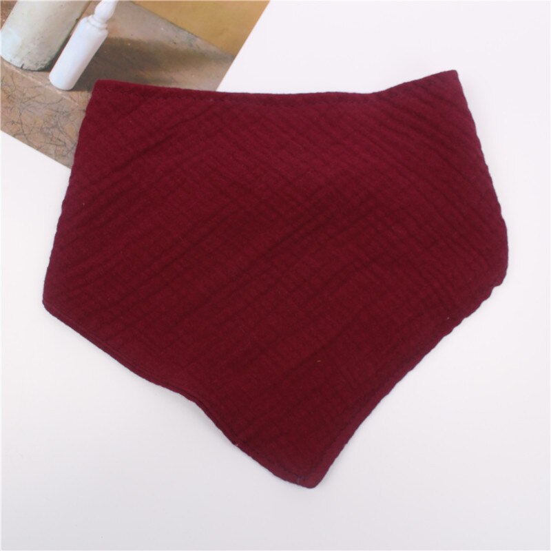 Sciarpa triangolare in cotone garza per bambini tinta unita asciugamano Saliva europeo e americano bavaglino accessori per neonati: Wine Red