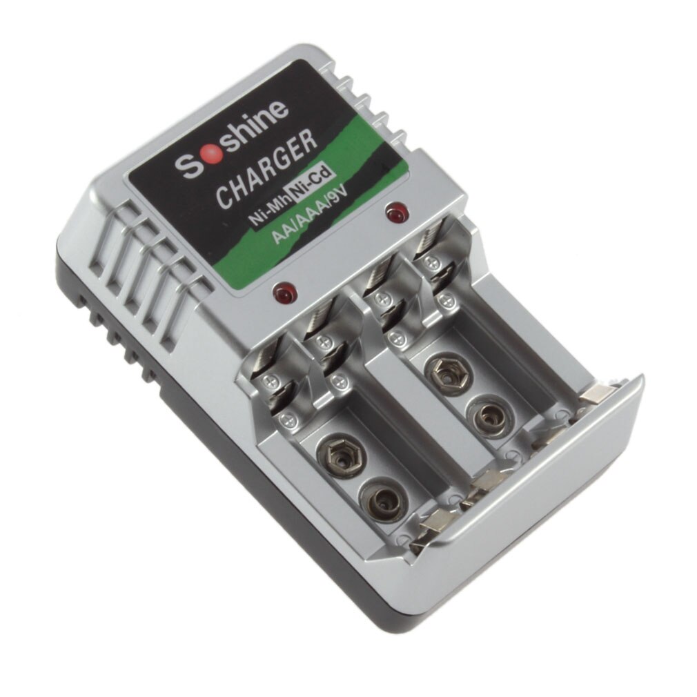 Soshine Rechargeable Battery Charger AA AAA 9V Ni-MH Ni-Cd Batteries Wall Desk Charging Chargers for Travel EU Plug: Default Title