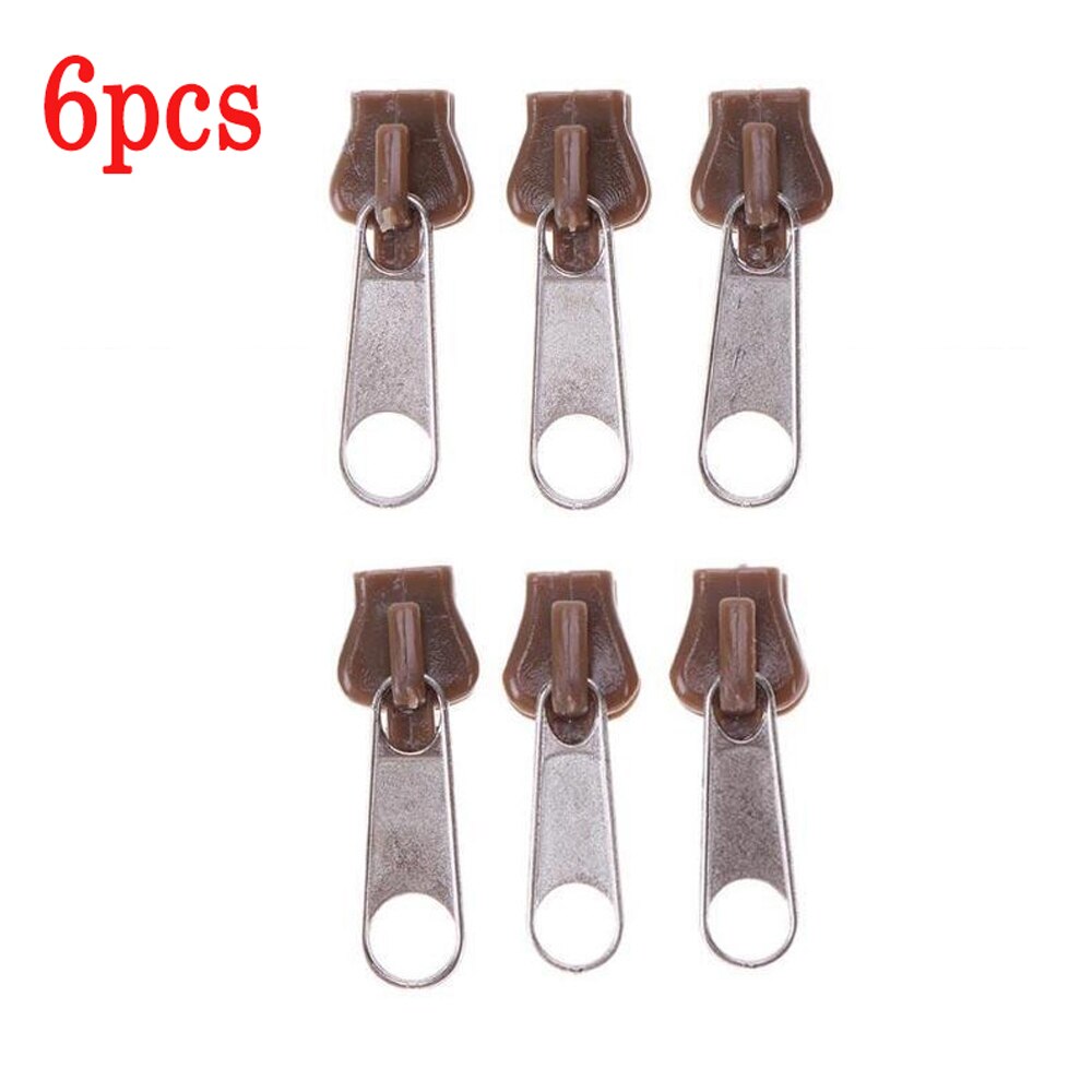 20/40PCS Instant Zipper Universal Instant Fix Zipper Repair Kit Removable Replacement Zip Slider Teeth Rescue Zippers For Sewing: 6PCS Coffee