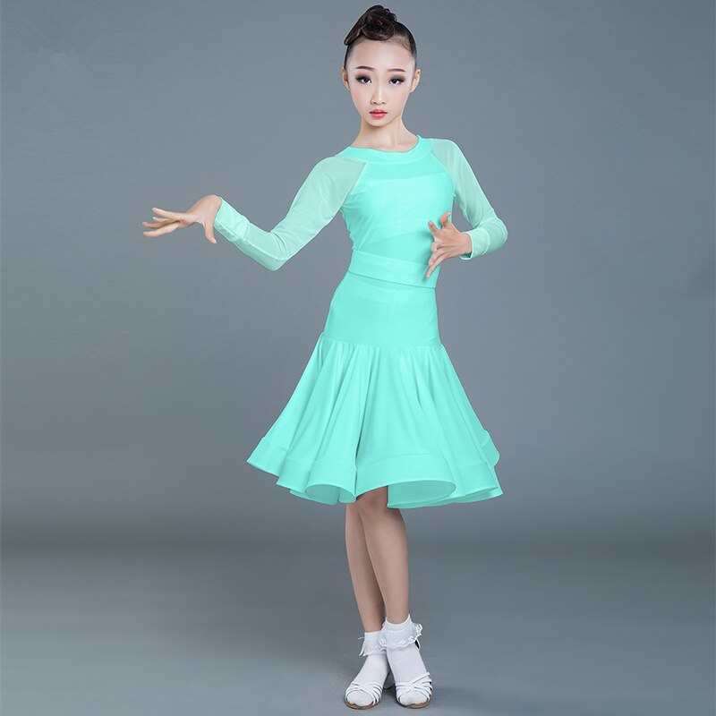 Latin Dance Costume Children's Practice Girls Costumes Children's Lace Competition Dress Dance Skirt Winter