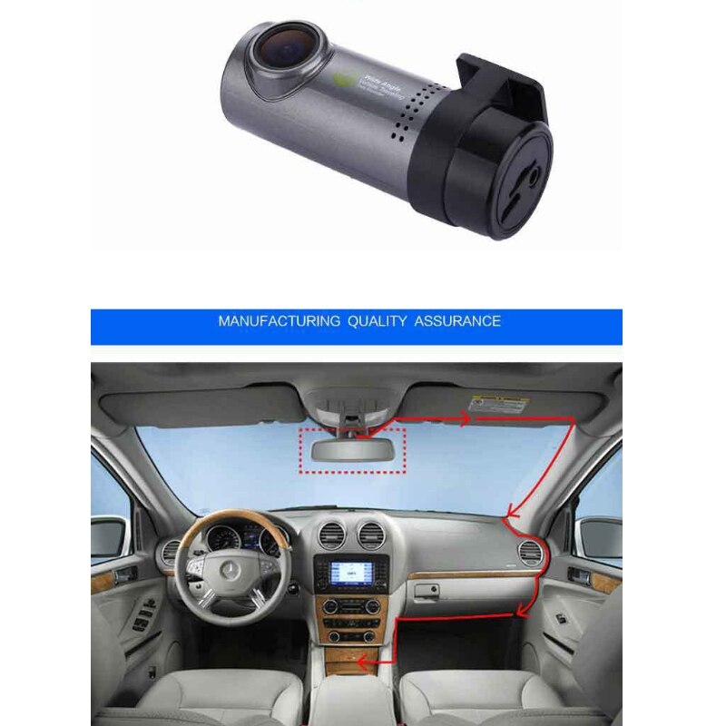 Cámara gran angular 1080P WiFi para coche grabadora de conducción oculta Grabación en bucle detección de movimiento Sensor de gravedad 140 grados