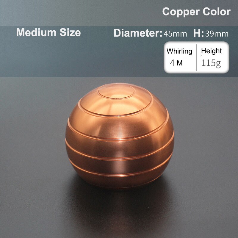 Ball Type Fingertip Gyro Metal Alloy Adult Office Desk Toy Decompression Anxiety Stress Relief Fidget Spinner Sensory Toys: Medium - Copper