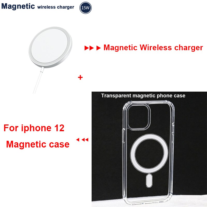 Chargeur sans fil magnétique 15W pour iphone 12 chargeur magsafe pour iphone 12 chargeur rapide pro max pour samsung xiaomi: Add 12 Magnetic Case
