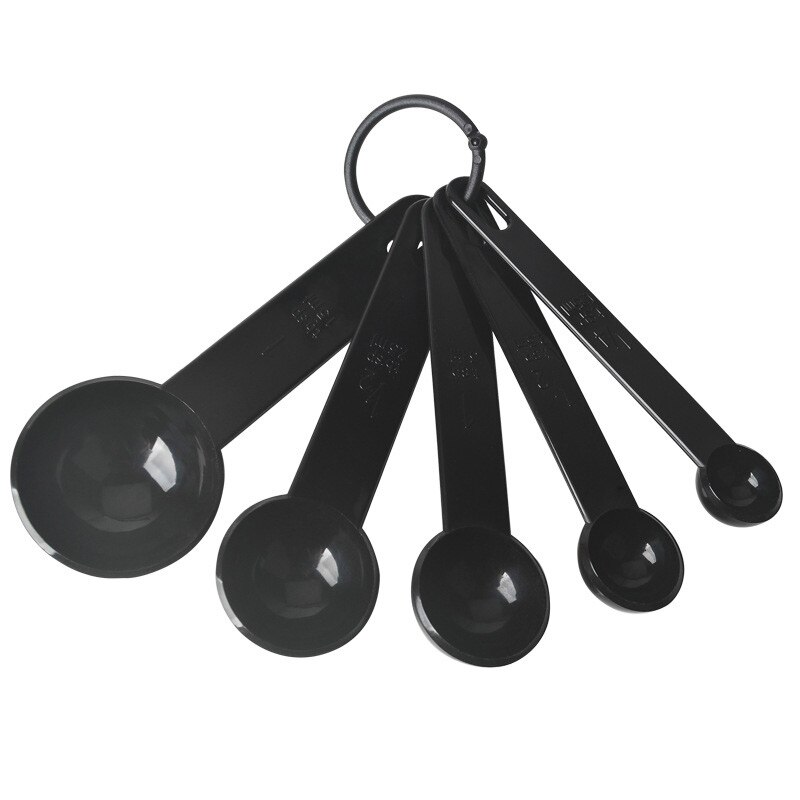 10 Uds./5 uds. Tazas medidoras de plástico negro cuchara medidora herramientas de cocina Mini cucharas para hornear café té cocina Gadgets