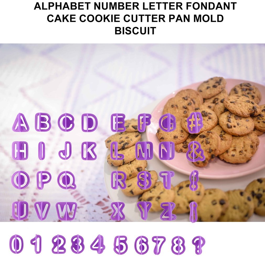 40PCS Fondant Cutter Cake Decorating Letter Cutters Tools Plastic Cupcake Mold Upper Alphabet Capital Letters Cookie Cutter