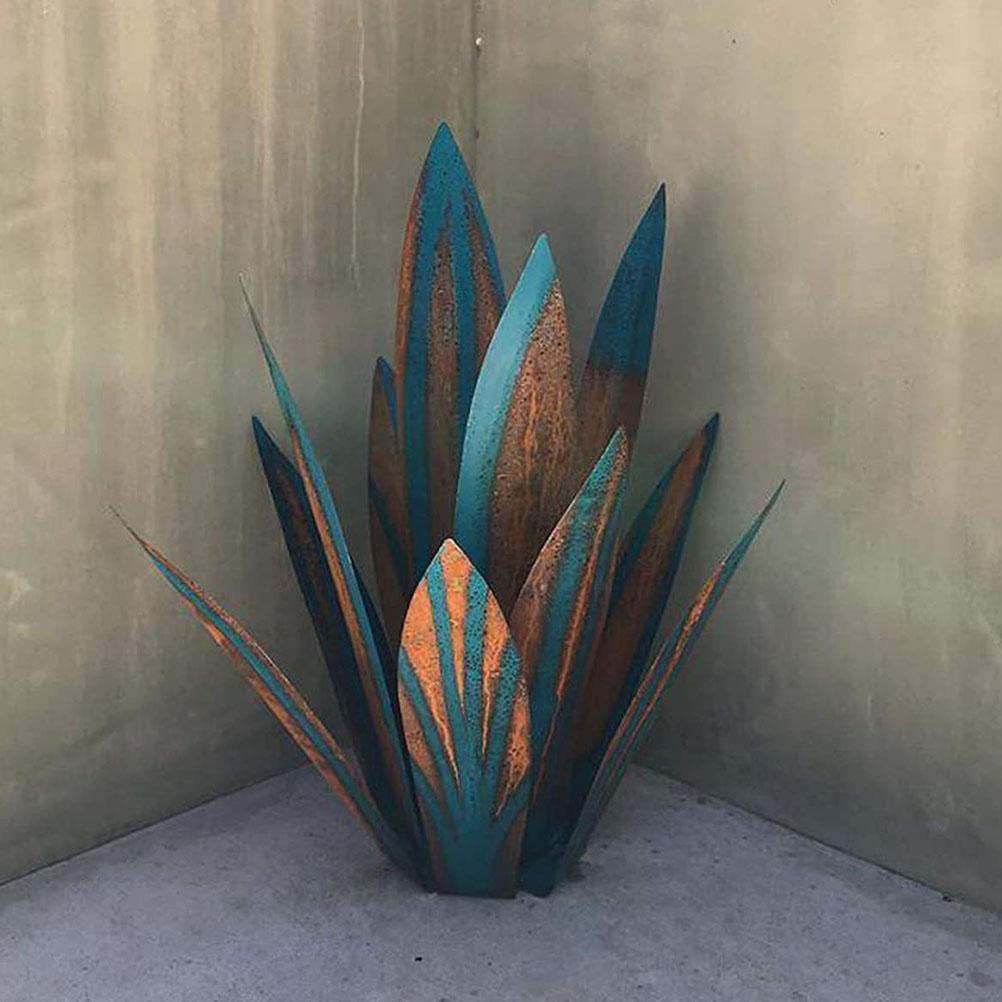 Metal agave plante skulptur have gård kunst dekoration statue gård stakes græsplæne ornamenter metal planter til udendørs gårdhave