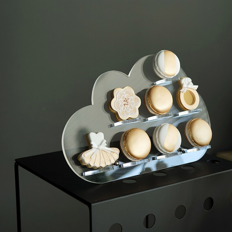 Bryllup kiks display stativ macaron stand akryl gennemsigtig lille sky snack stativ