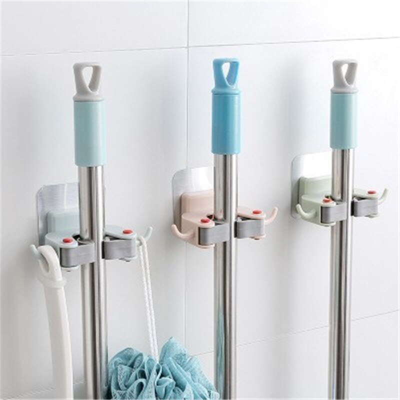 Cleaning Tools Holder Home Mop Clip Mop Hooks No Trace Mop Holder Bathroom Rack Household Organizer Kitchen Wall Sticker Rack