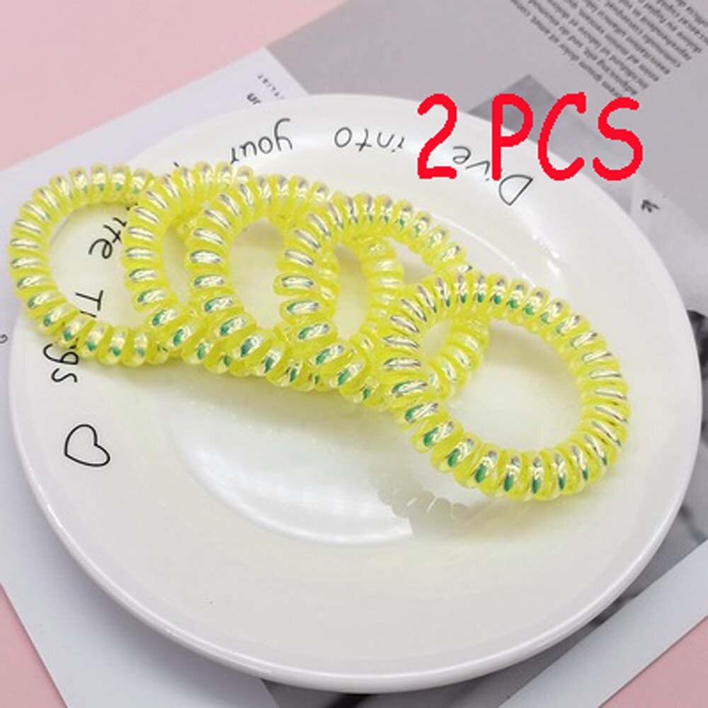 2 pcs goma para acessórios de cabelo anel de cabelo corda traceless feminino goma elástico faixas de cabelo para mulheres goma telefone fio scrunchy: yellow