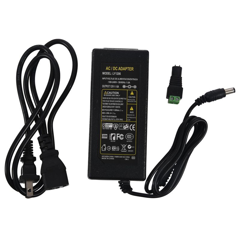 12V Power Supply Adapter 6A Transformer 110-220V &amp;