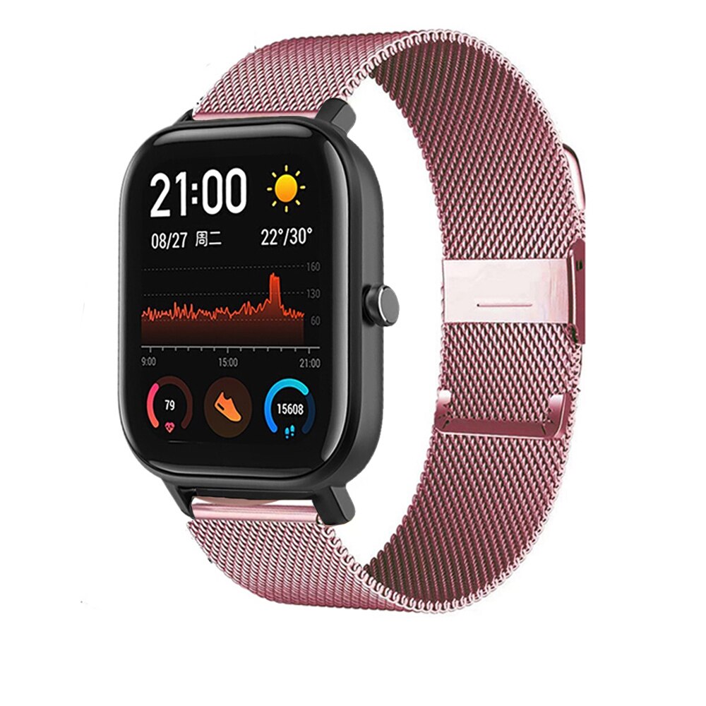 Milanese pulseira de metal para amazfit gts bip s gtr 42mm banda inteligente pulseira de aço inoxidável para huawei relógio gt 2 42mm pulseira
