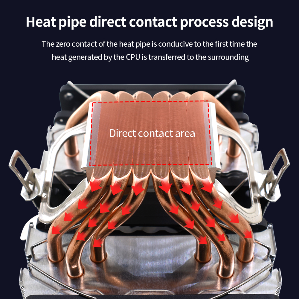 TISHRIC 6 Heat Pipes RGB 4 Pin PWM CPU Cooler Fan Radiator CPU Cooling Fan For AM3/15x/x99 Processor Cooler