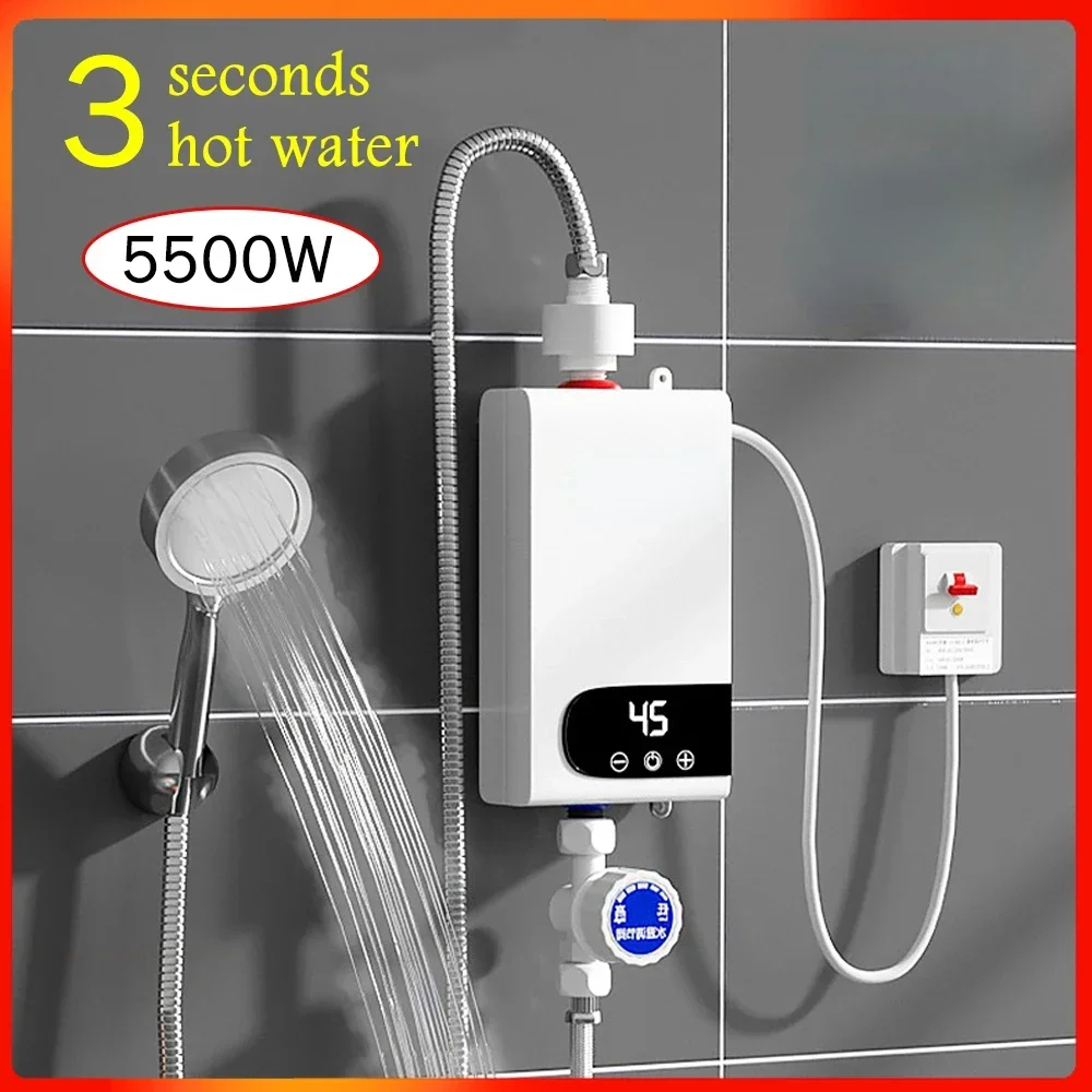 5500 W Durchlauferhitzer, 220 V, tragbare elektrische Heizungen für Badezimmer, Warmwasser, Dusche und Heizung in der Küche zu Hause