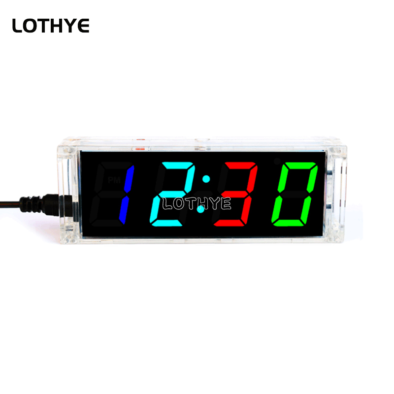 Digitale Röhre DIY Uhr Bausatz Temperatur Mehrfarbige LED Woche Anzeige Mit Klar fallen Abdeckung DIY Elektronische Bausatz Lözehn Montage: Schwarz