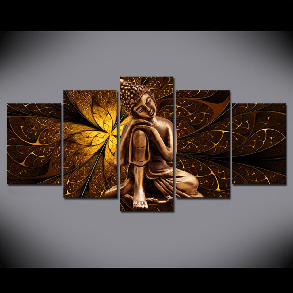 Abstract Gouden Boeddha Canvas Schilderen Muur Foto