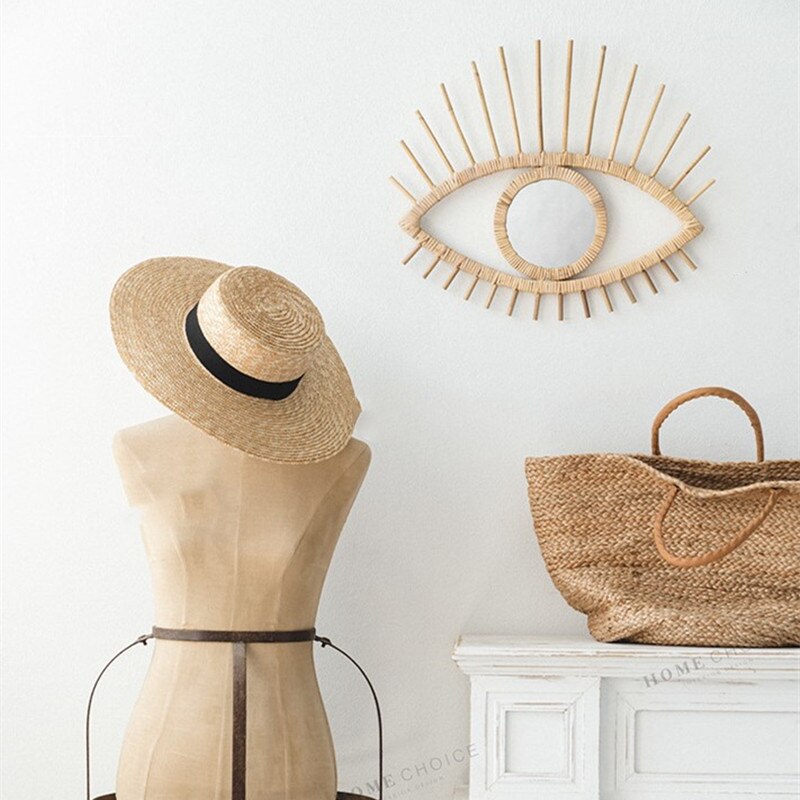 Thuis Nordic Stijl Hand Geweven Muur Opknoping Rotan Spiegel Zon Comet Decoratieve Spiegel Make-Up Spiegel Rotan Spiegel
