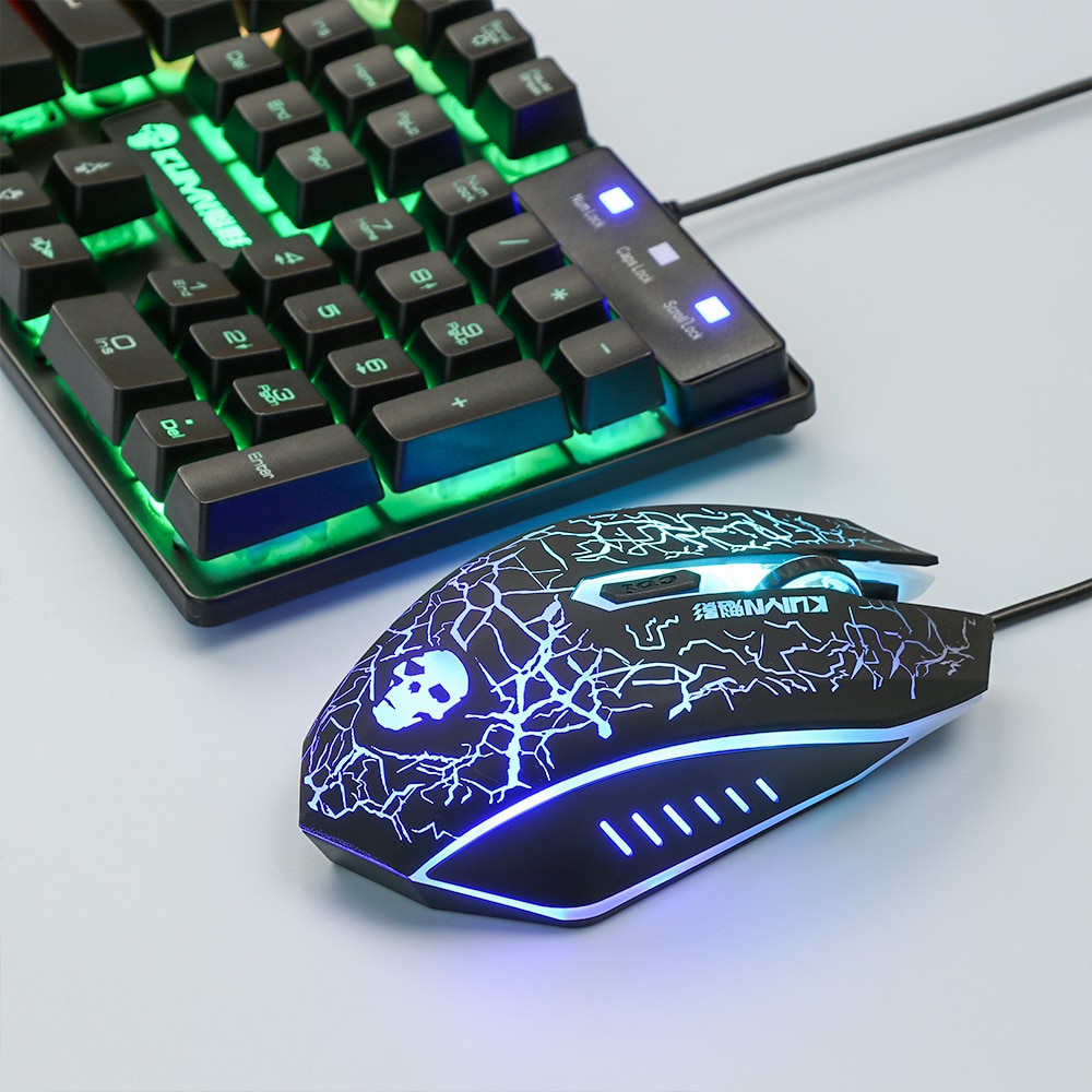 T6 Rainbow Backlit Luminous Keyboard Mouse Set Desktop Computer Game Mechanical Hand Feel For PC PS4 PS3 Xbox One