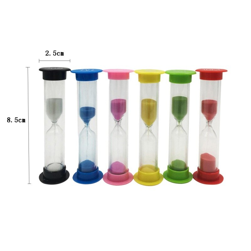 6pcs/set Colorful Hourglass / Sandglass Available Timers 1min Clock 3mins 10mins 5mins Sand 30sec 2min