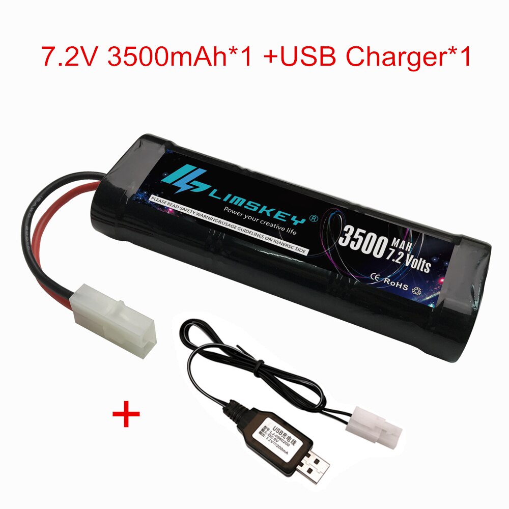 7.2V 5000mAh Ni-Mh SC batterij en 7.2 v lader voor RC speelgoed tank auto Vliegtuig Helicopter Met Tamiya connectors 7.2 v batterij: Rood