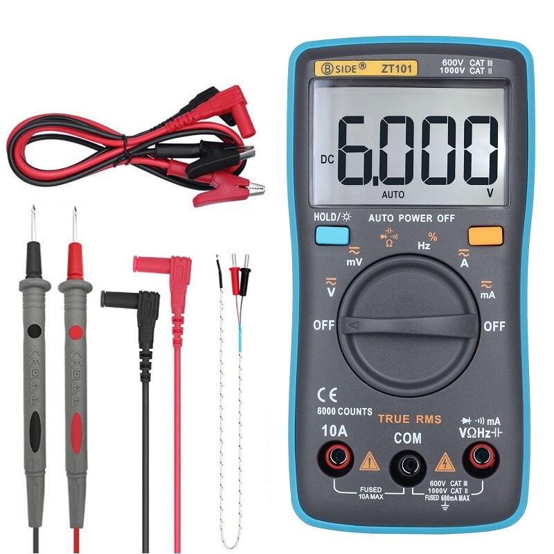 ZT100 ZT102 Ture RMS Digital Multimeter AC/DC Voltage Current Temperature Ohm Frequency Diode Resistance Capacitance Tester