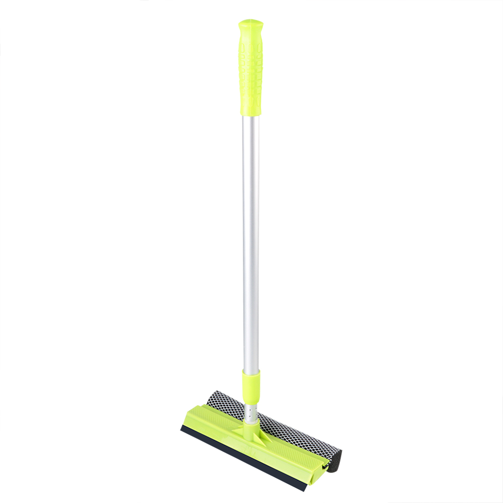 Window Cleaning Brush Glass Wiper for Bathroom Mirror Adjustable Long Handle Window Cleaner Squeegee Wiper Home Cleaning Tools: green