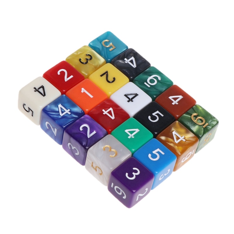 20 pcs 15mm Multicolor Acryl Cube Dice Kralen Zes Zijden Draagbare Tafel Games Speelgoed