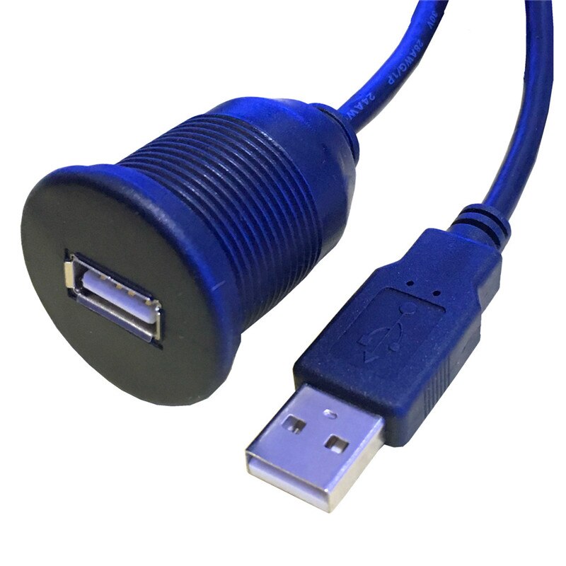 Universal Car Dashboard Flush Mount USB 2.0 Socket Extension Lead Cable 1m 2m