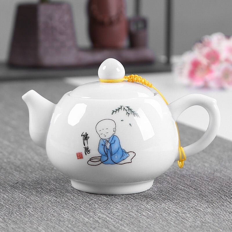 Kung Fu Thee Set Gratis Little Monk Cup High-End Thee Set Geschenkdoos Keramische Blauw Witte Kom Thee pot Set