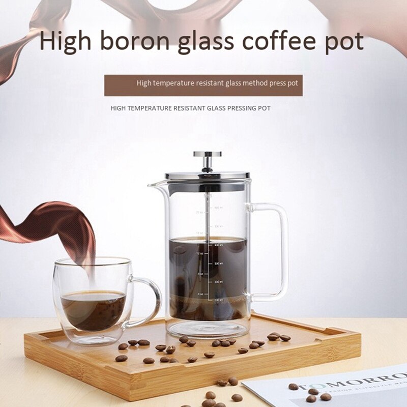 Prasa francuska ze stali nierdzewnej, z ekranami filtracyjnymi, kawiarka robić domowej kuchni/biura i ekspresu robić kawy, 600ML