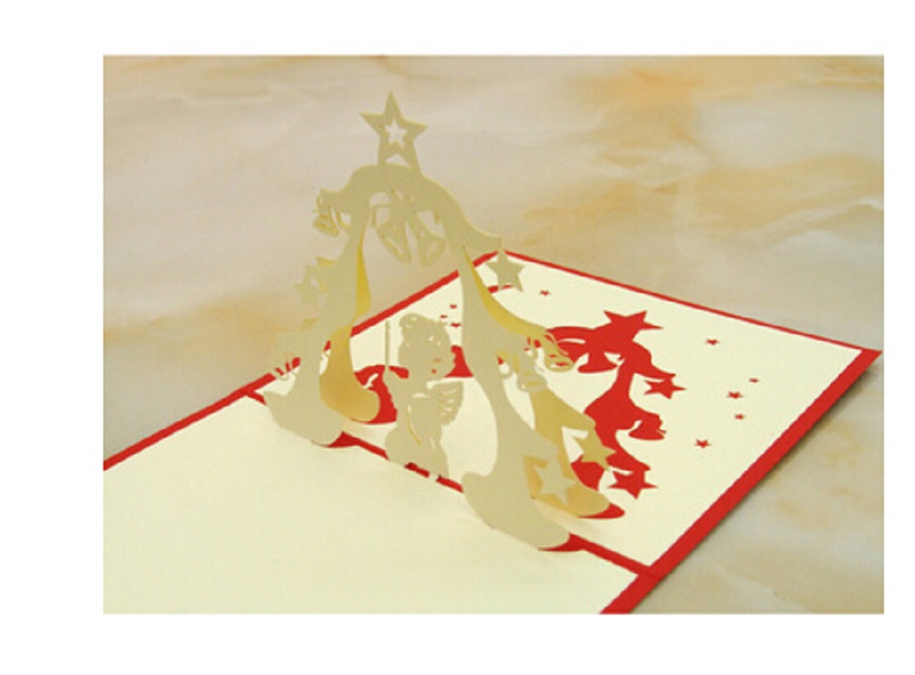 3D Pop Up Origami Greeting Christmas Cards Stereoscopic Christmas tree: T