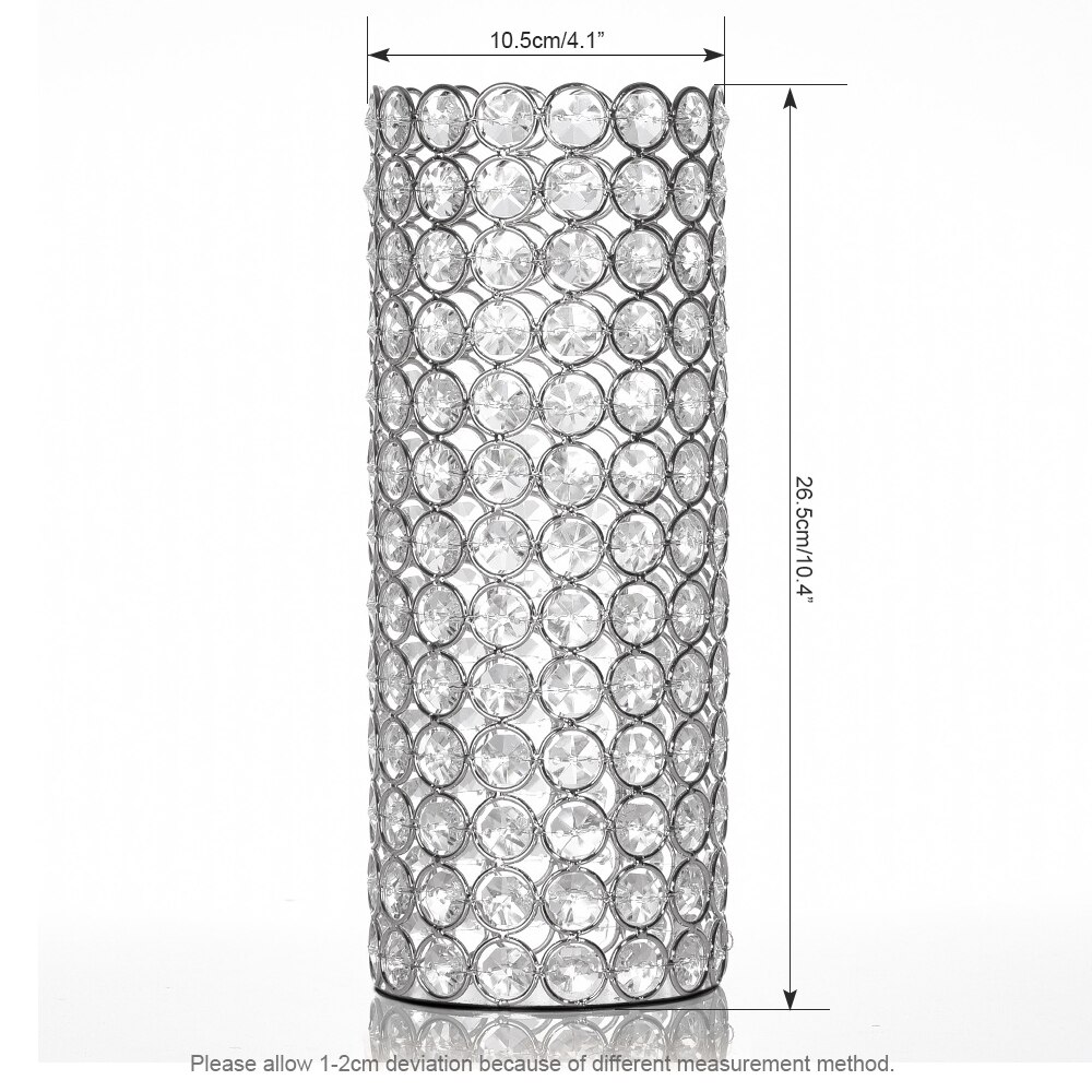 VINGIANT Crystal Cylinder Flower Vases Candle Holders for Home Wedding Table Centerpieces Halloween Decoration Handmade: Silver 13 Floor