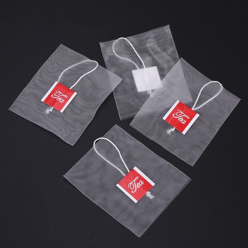 1000Pcs5.5 X 7Cm Pyramid Tea Bag Filter Nylon Tea Bag Single String Label Transparent Empty Tea Bag